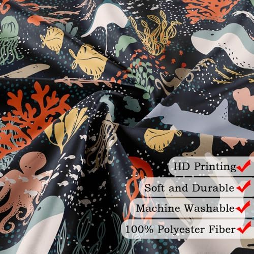 Ocean Fish Boho Shower Curtain for Kids