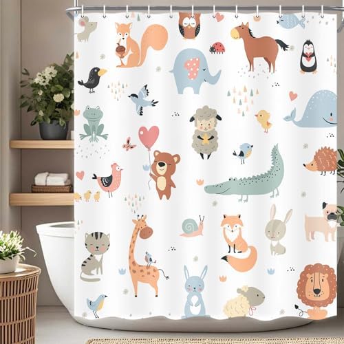Animal shower curtain for kids