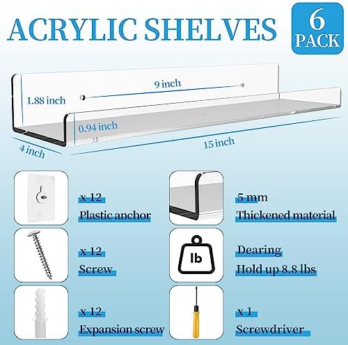 Space-Saving 6-Pack Acrylic Shelves for Your Home