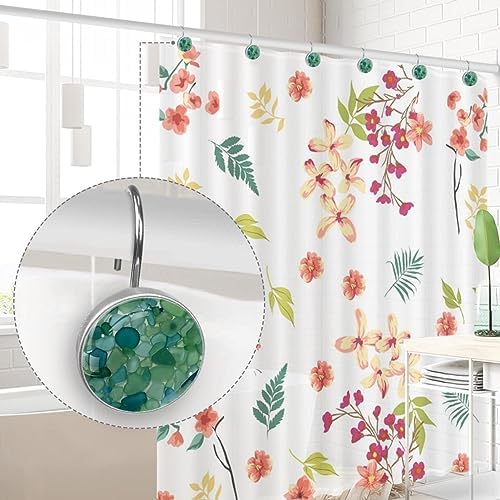 Bath Time Bliss 12 Colorful Beachglass Rustproof Hooks