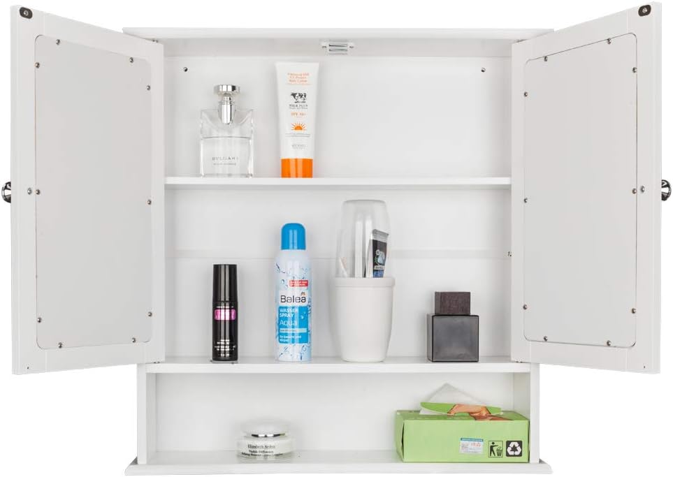 Rpuzonier Wall-Mounted Bathroom Cabinet - Double Mirror Storage