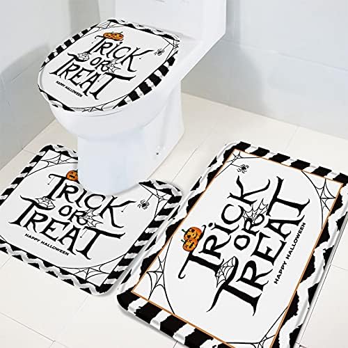 3-Piece Halloween Bathroom Rugs Set with Non-Slip U-Shaped Mat