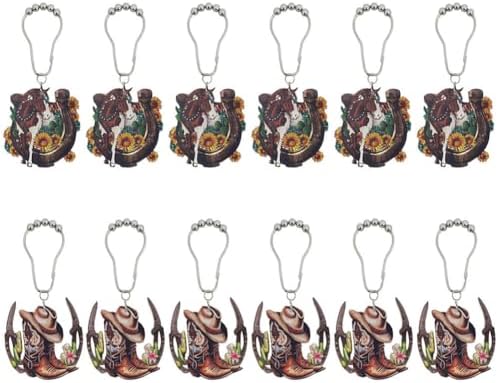 Western Cowboy Shower Curtain Hooks Set