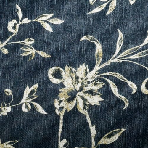 Laura Ashley Dark Navy Aria Floral Border 2-Piece Rug Set