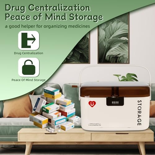 PENCK 4-Digit Combination Medicine Lock Box for Home and Travel
