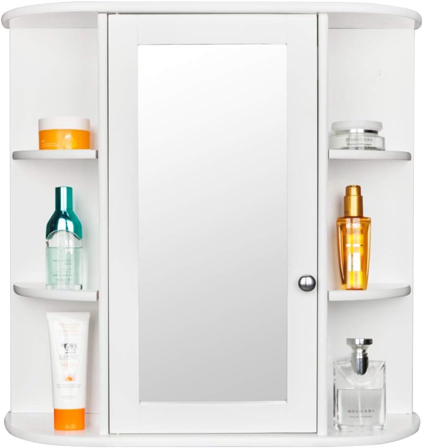 Rpuzonier Wall Mounted Cabinet with Mirror and Shelves