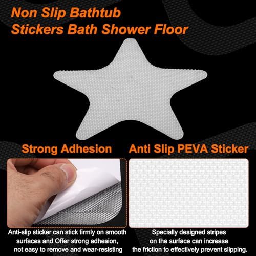 24pcs Anti-Slip Bathtub Stickers - Non-SlipTransparent Star Style