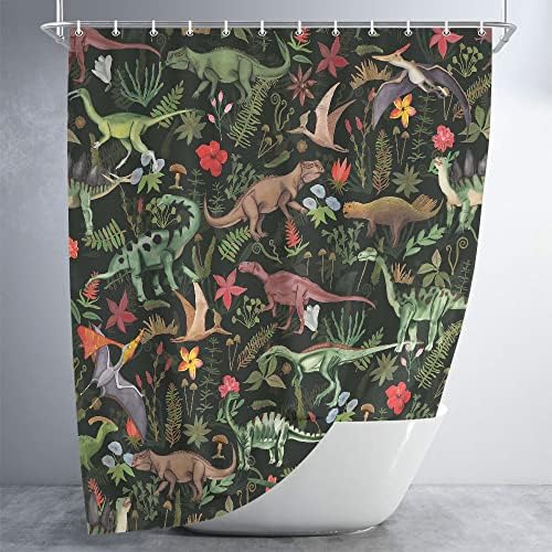 Wathon Dinosaurs Bath Curtain with 12 Hooks