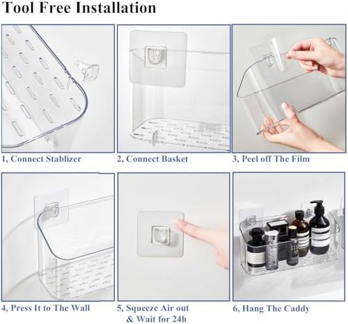 4-Piece Transparent Adhesive for shower caddy replacement