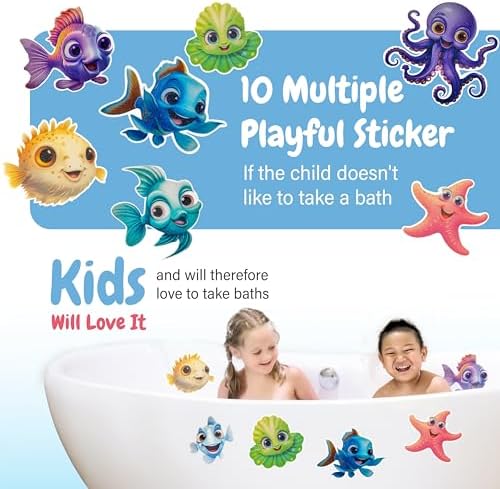Adventure with TEKWAVE Non-Slip Bath Stickers for Toddlers Pack of 10