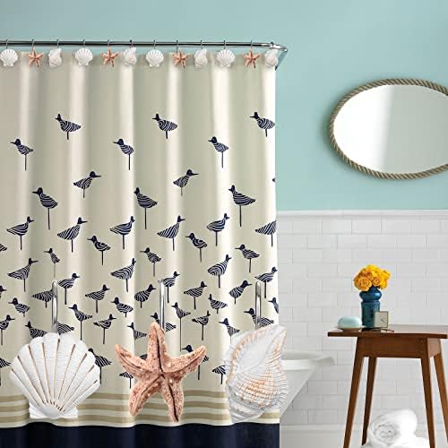 Elegant 12 Piece Seashell Shower curtain Hooks in Light Brown