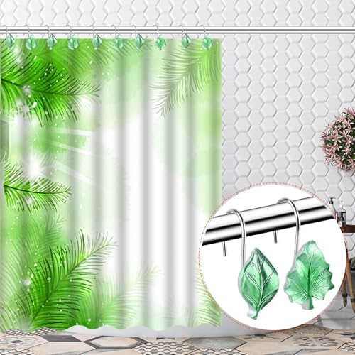 EVOOKA Botanical Leaves Shower Curtain Hooks Rust-Resistant Durable