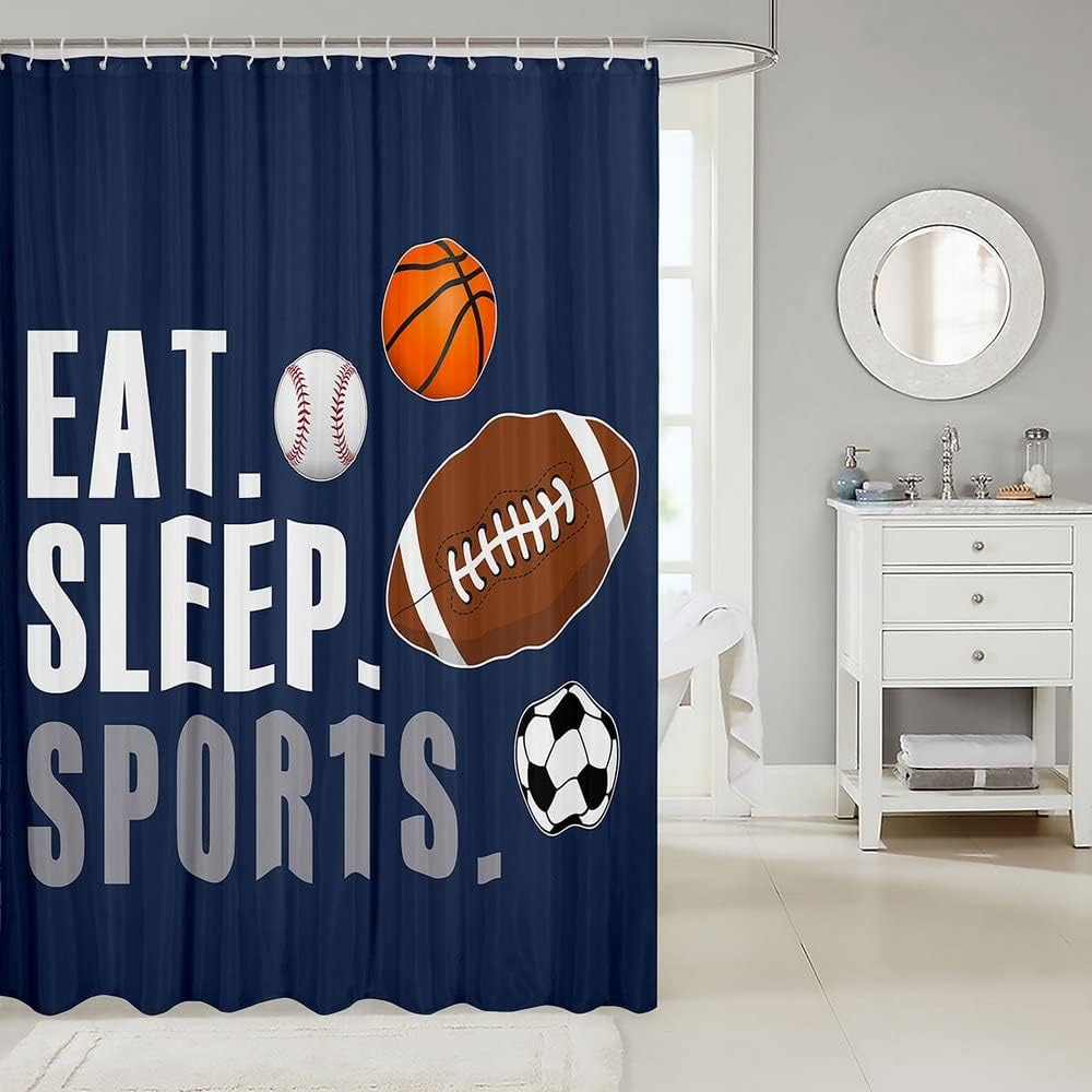 Fun Football Shower Curtain for Kids 72x72-Inch