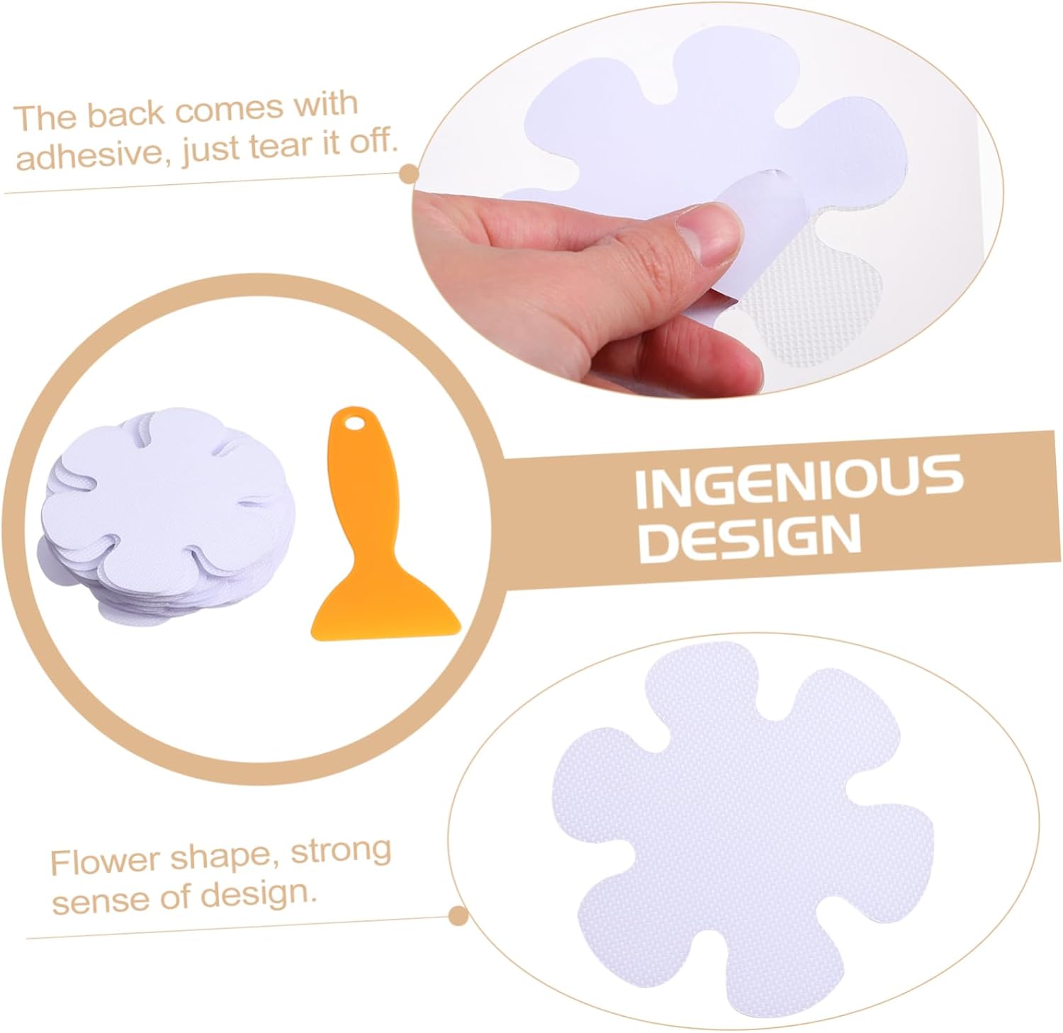 LIFKICH Non-Slip Bathroom Stickers 20pcs Peva Flower Bathtub Decals