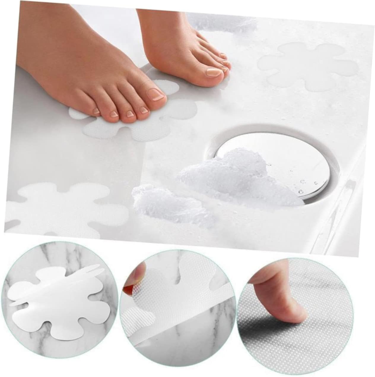 LIFKOME 20Pcs Non-Slip Bathtub Stickers Self Adhesive Round Flower Bath Appliques