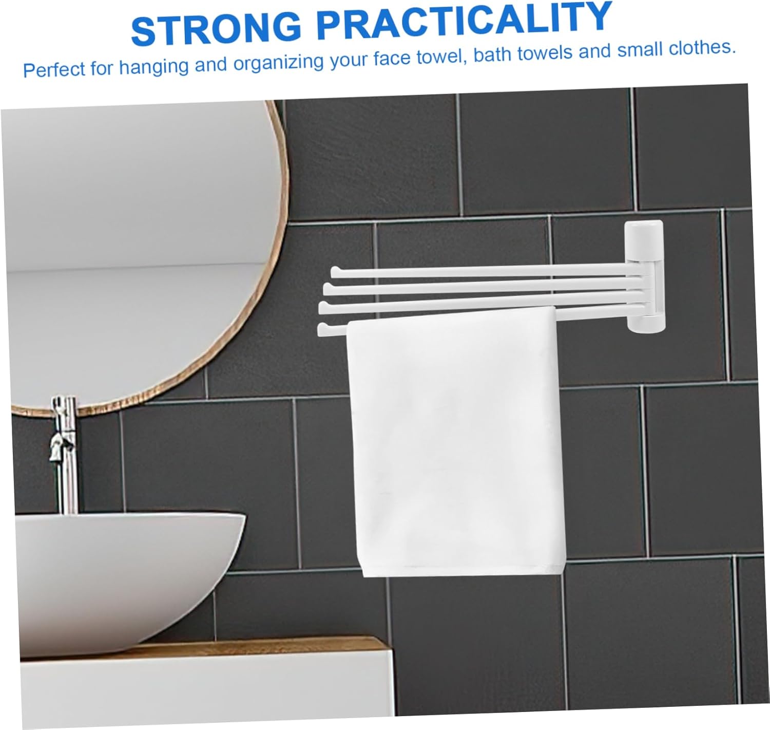 Simple design space-saving towel rack for bathroom