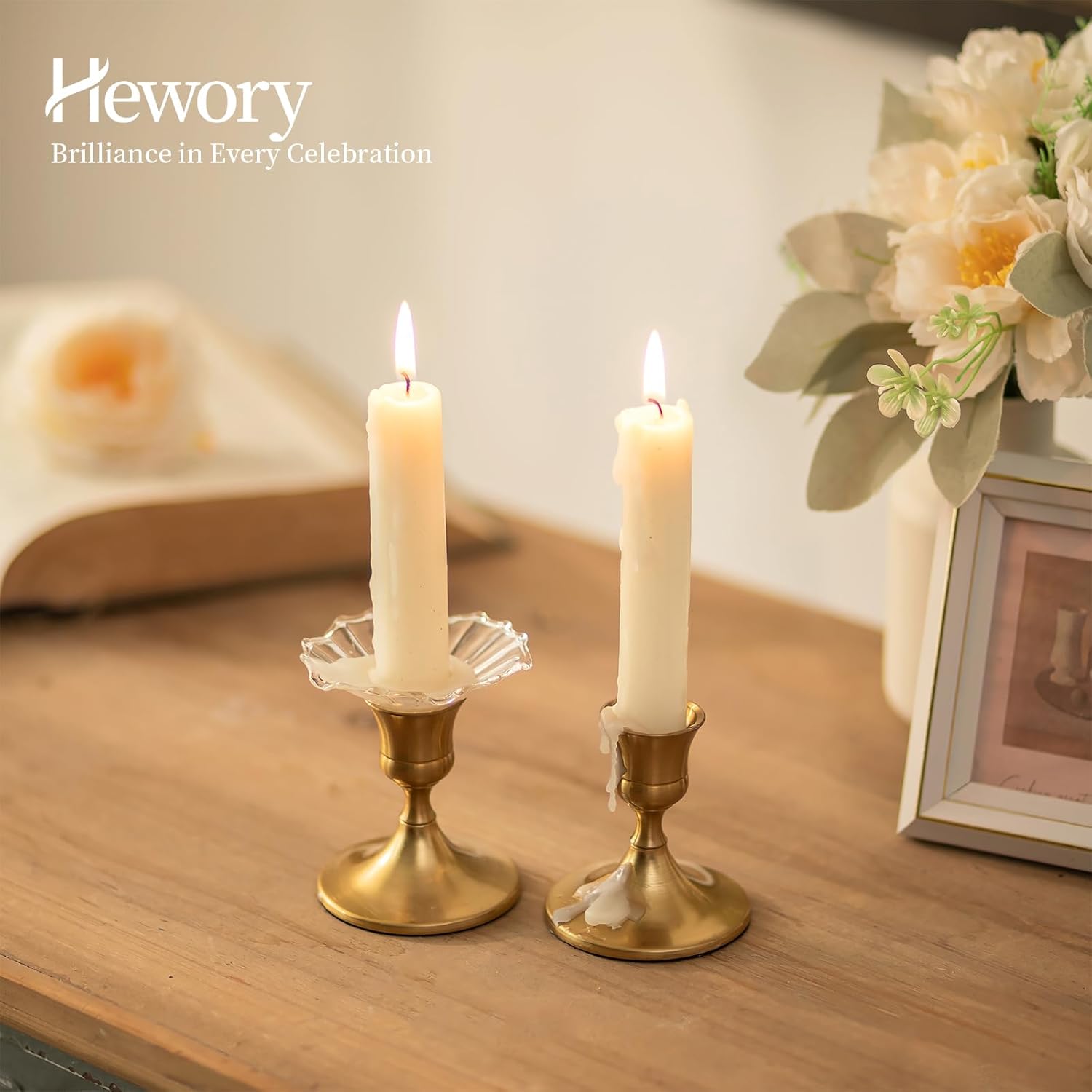 Hewory 12-Piece Glass Candle Drip Catchers