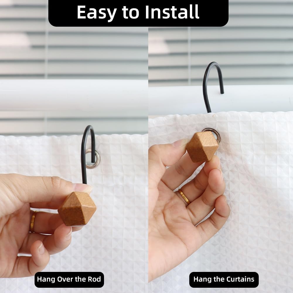 Natural Wood Decorative Shower Curtain Hangers