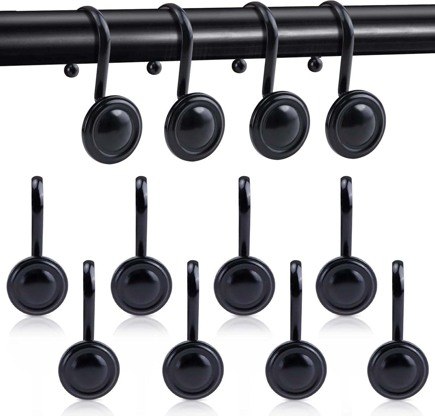 DIBALIYI Rust Proof Metal Shower Curtain Hooks Set of 12