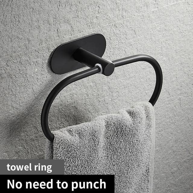 Towel Rail Set for Bathroom - Black Durable Space-Saving