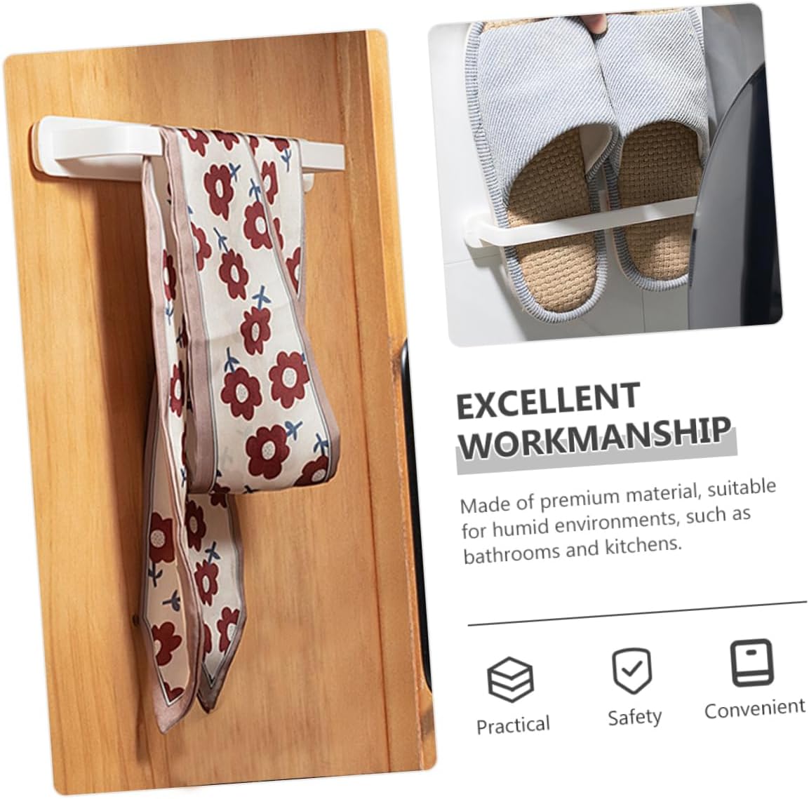 Luxshiny Adhesive Towel Holder for Bathroom Kitchen and Laundry