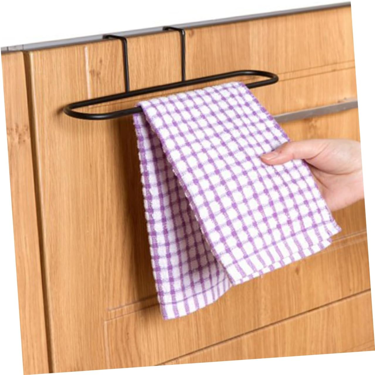 Alipis 2pc Towel Holder Rack Organizer Space-Saving Design Black White