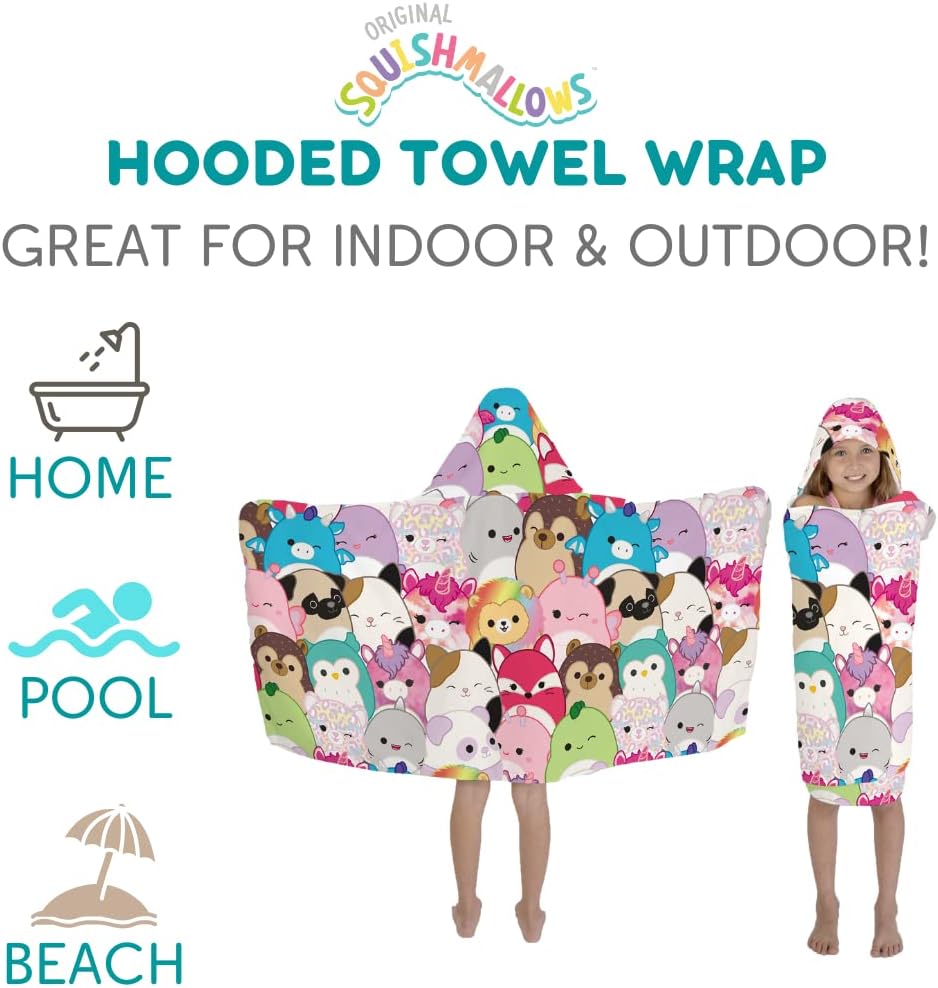 Franco Squishmallows Hooded BathWrap for Kids