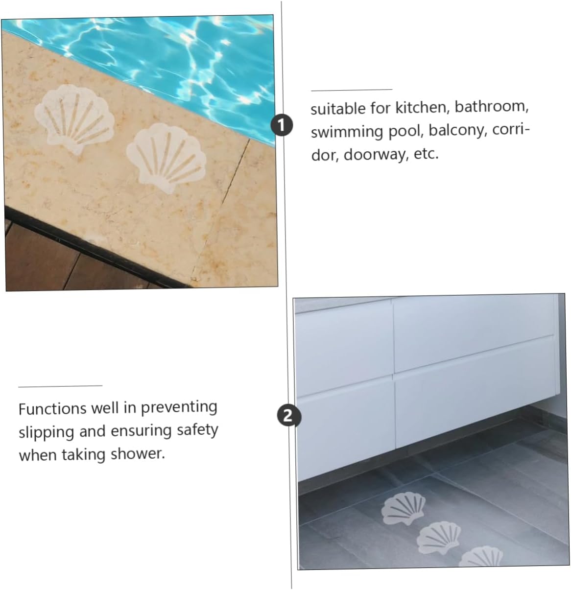 12-Piece Sea Shell Bathroom Safety Sticker Set