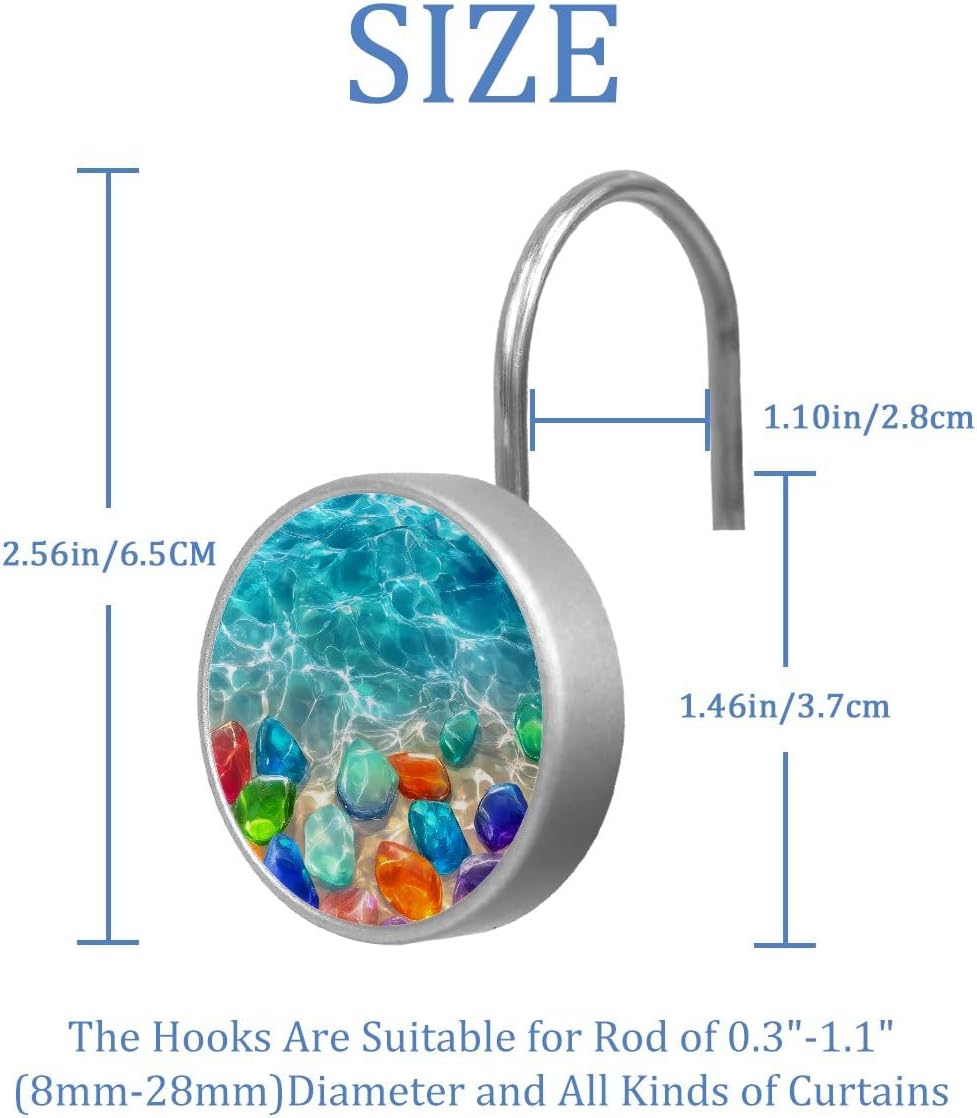 Set of 12 Decorative Shower Curtain Hooks