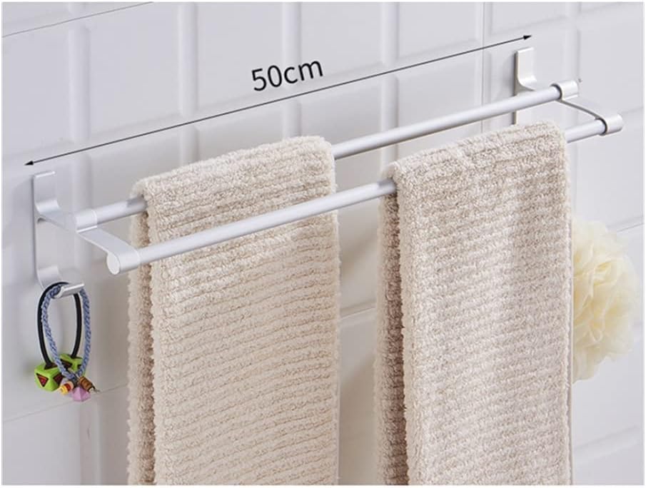 Bath Towel Holder Wall Hung Aluminum Towel Rail with No Drilling