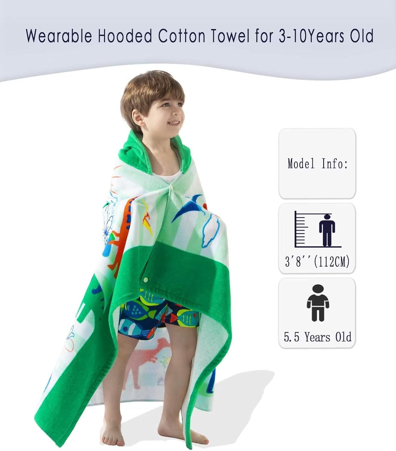 Rainbow Dino Bath Towel