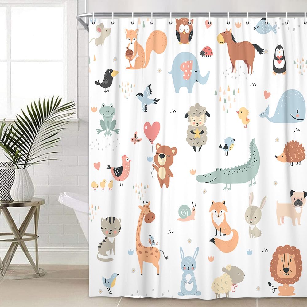 Animal shower curtain for kids