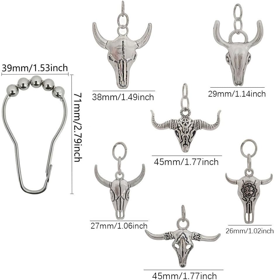Sturdy Rust-Resistant Cow Shower Curtain Hook Set