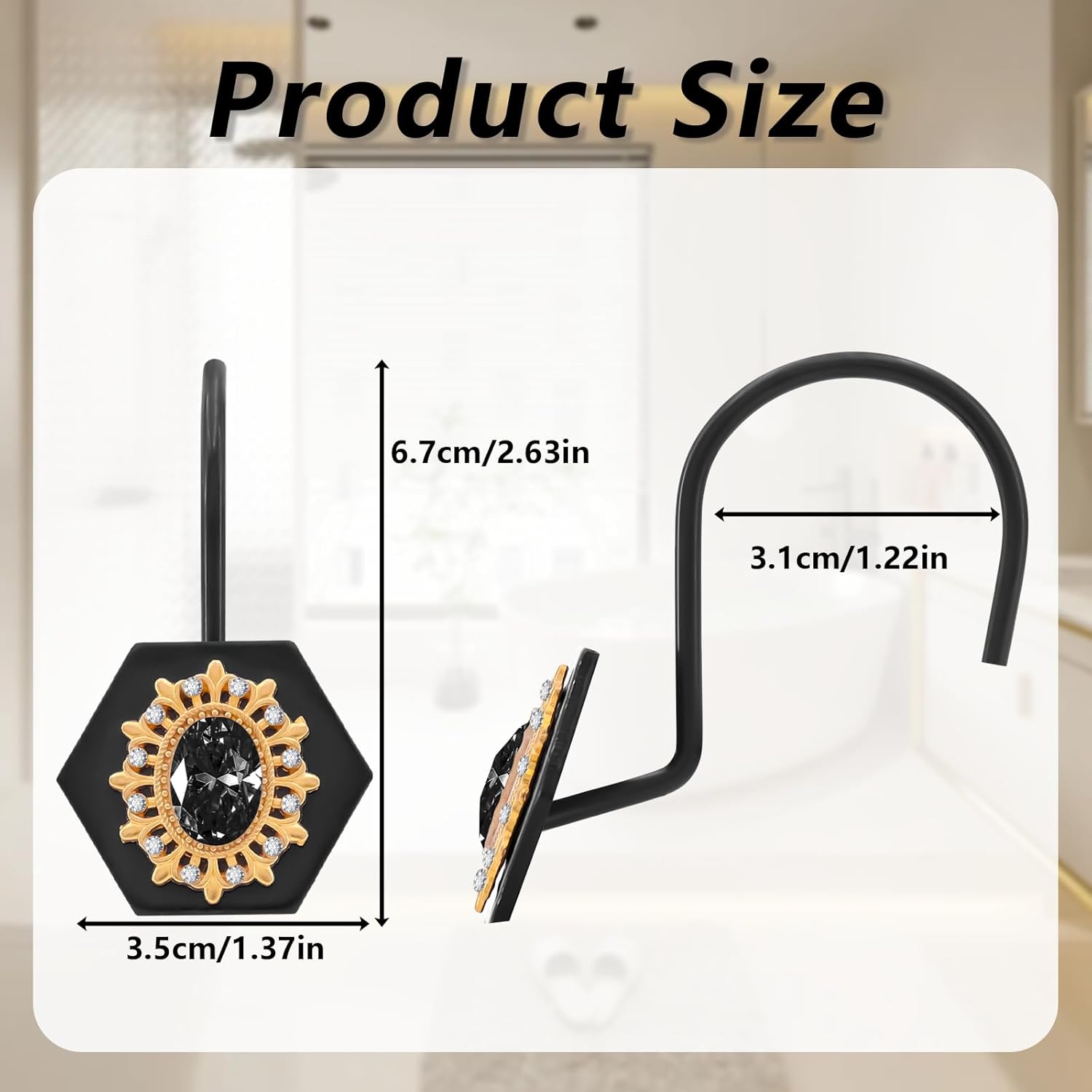 Luxury Diamond Design Decorative Shower Curtain Hooks