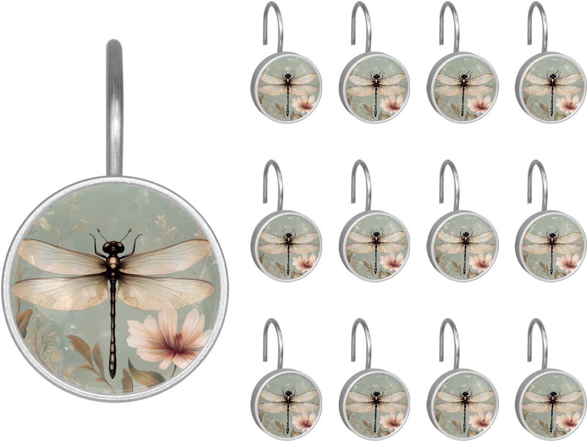 Set of 12 Glass Shower Curtain Hangers Rust-Proof Durable for Bathroom
