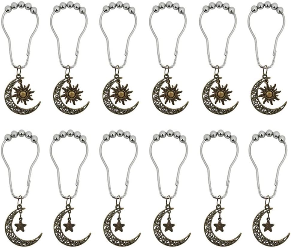 Sun Moon Star Decorative Shower Curtain Hook Set