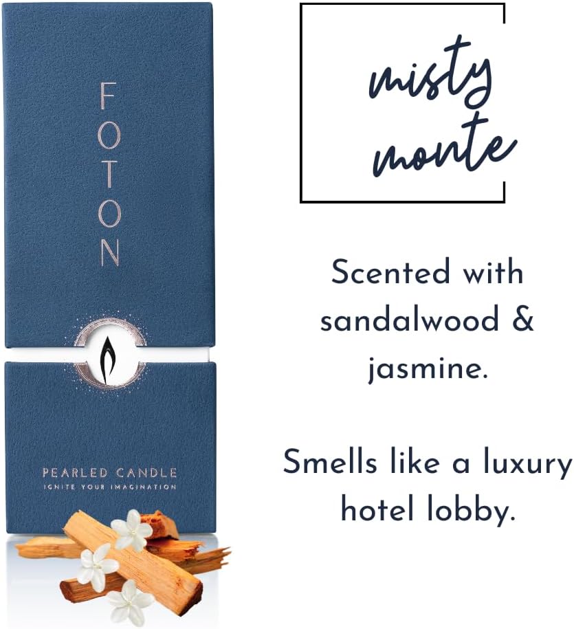 Foton Pearled Candle 18 Oz - Misty Monte Sandalwood Jasmine Jar Candle
