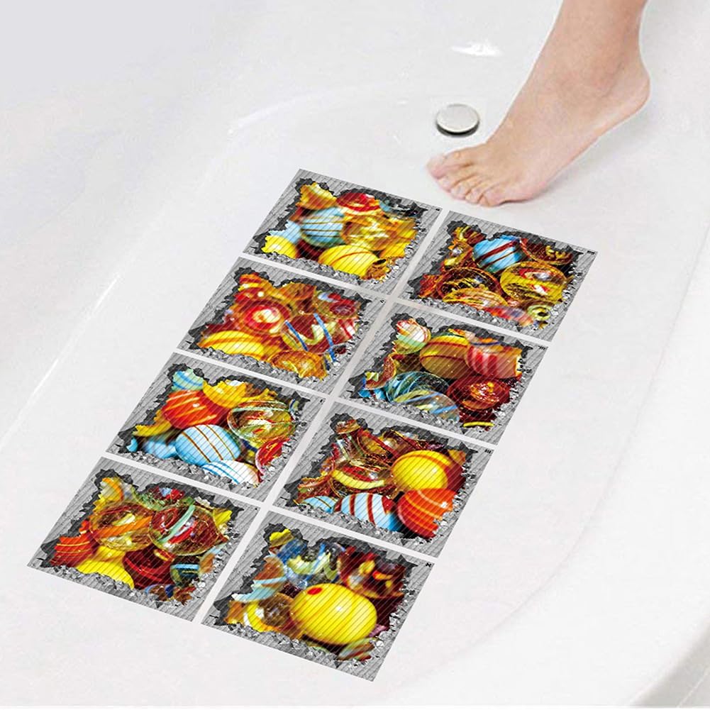 Non Slip Bathtub Stickers Square 51x51 Inch 8pcs for Adults and Kids