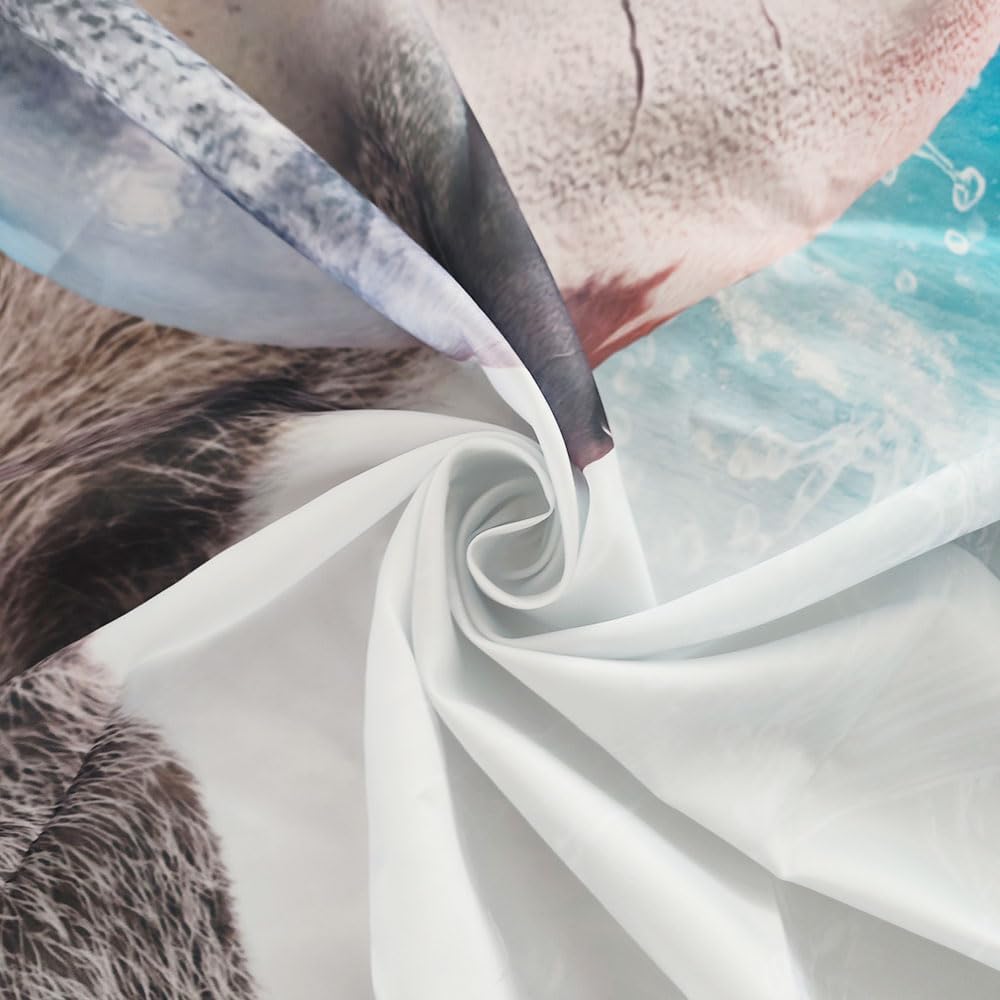 Funny Animal Shower Curtain Raccoon Shark Theme