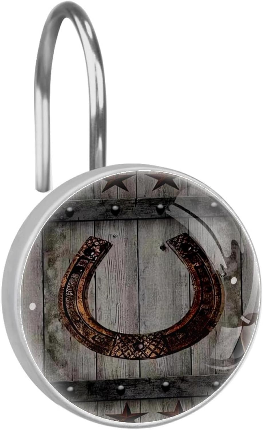 Western Cowboy Rusty Horseshoe Shower Curtain Hooks Set of 12