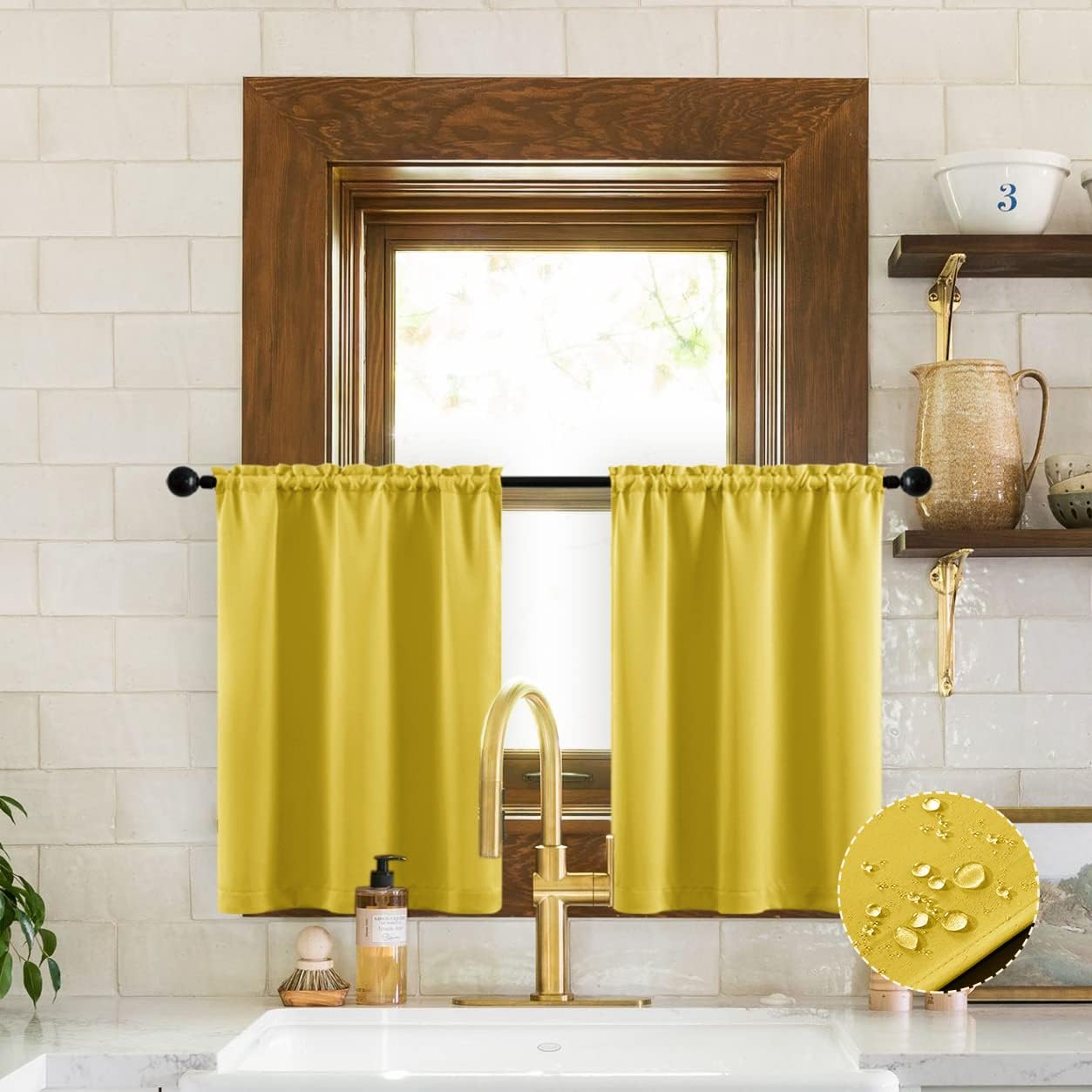 Mustard Yellow Window Curtains for Bedroom Kids