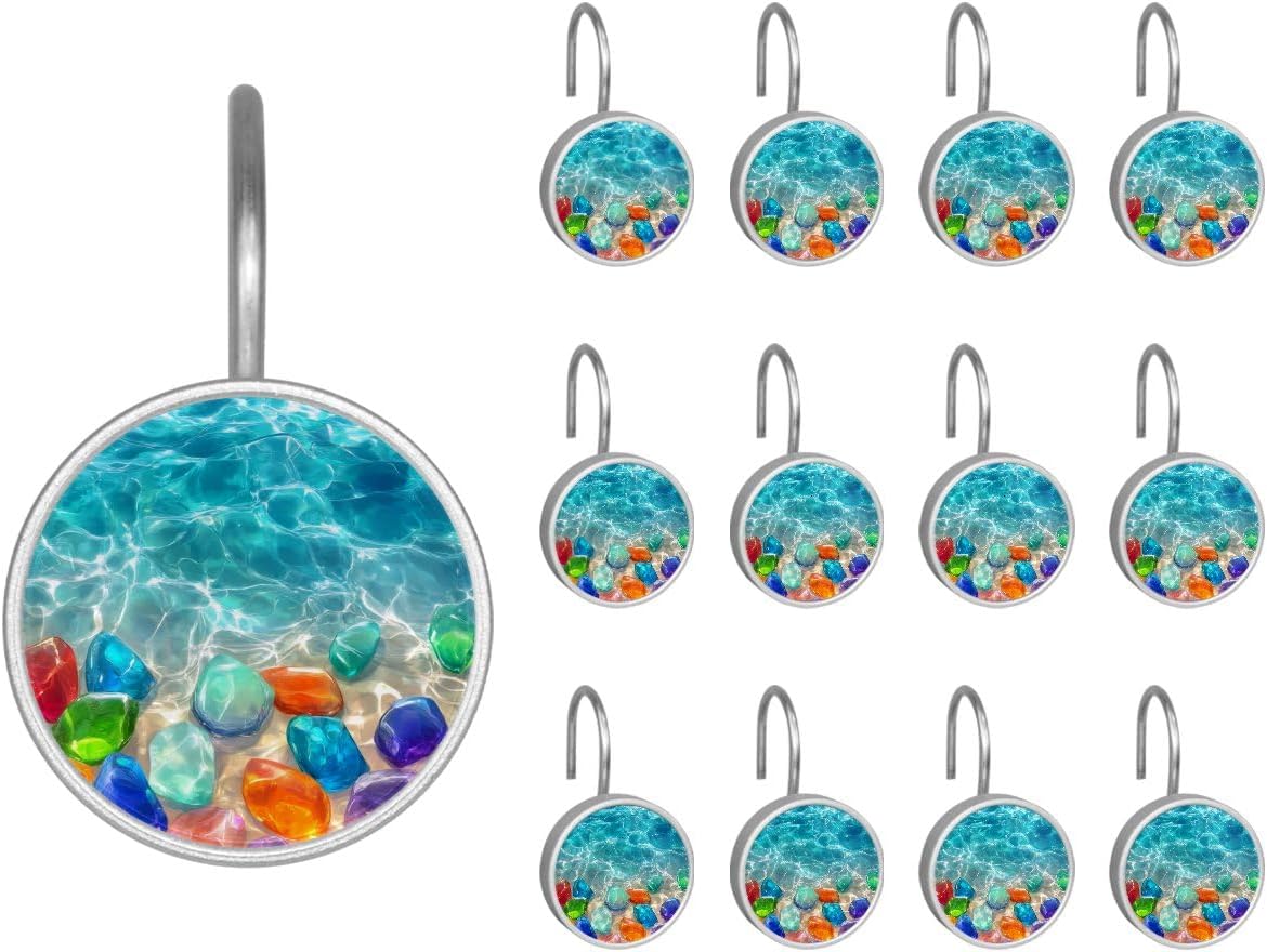 Set of 12 Decorative Shower Curtain Hooks