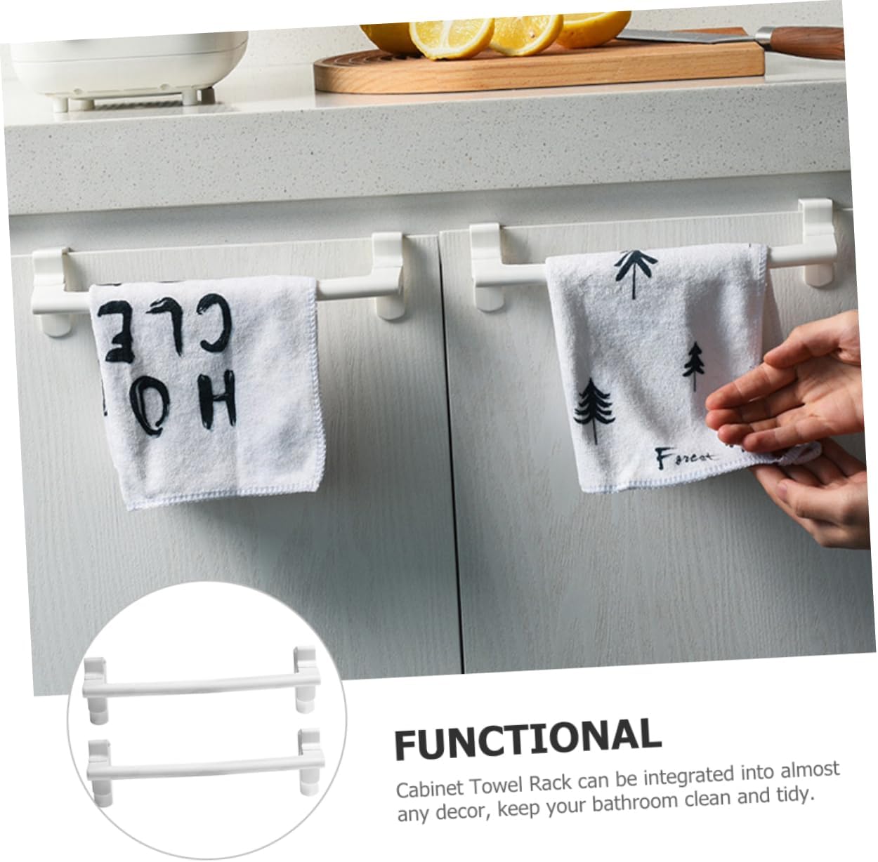 2Pcs Towel Rack for Cabinet No Drill Damage Free
