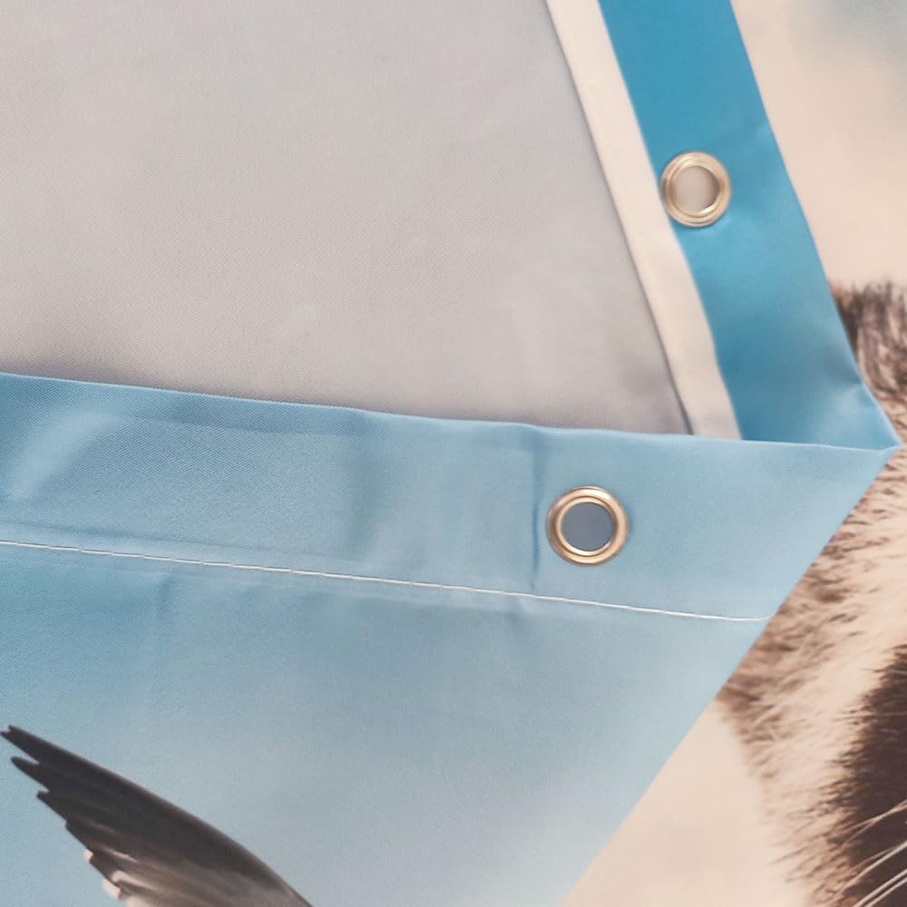 Funny Animal Shower Curtain Raccoon Shark Theme