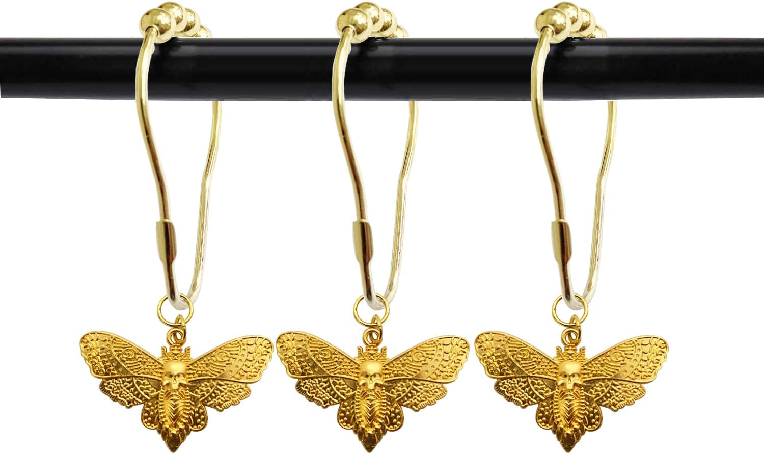 Stylish Skull Moth Decorative Shower Hooks 12pcs Gold