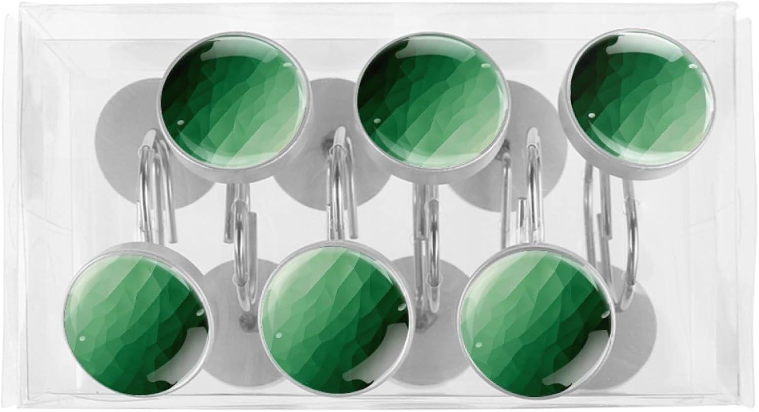 12-Pack Green Diamond Texture Shower Curtain Hooks