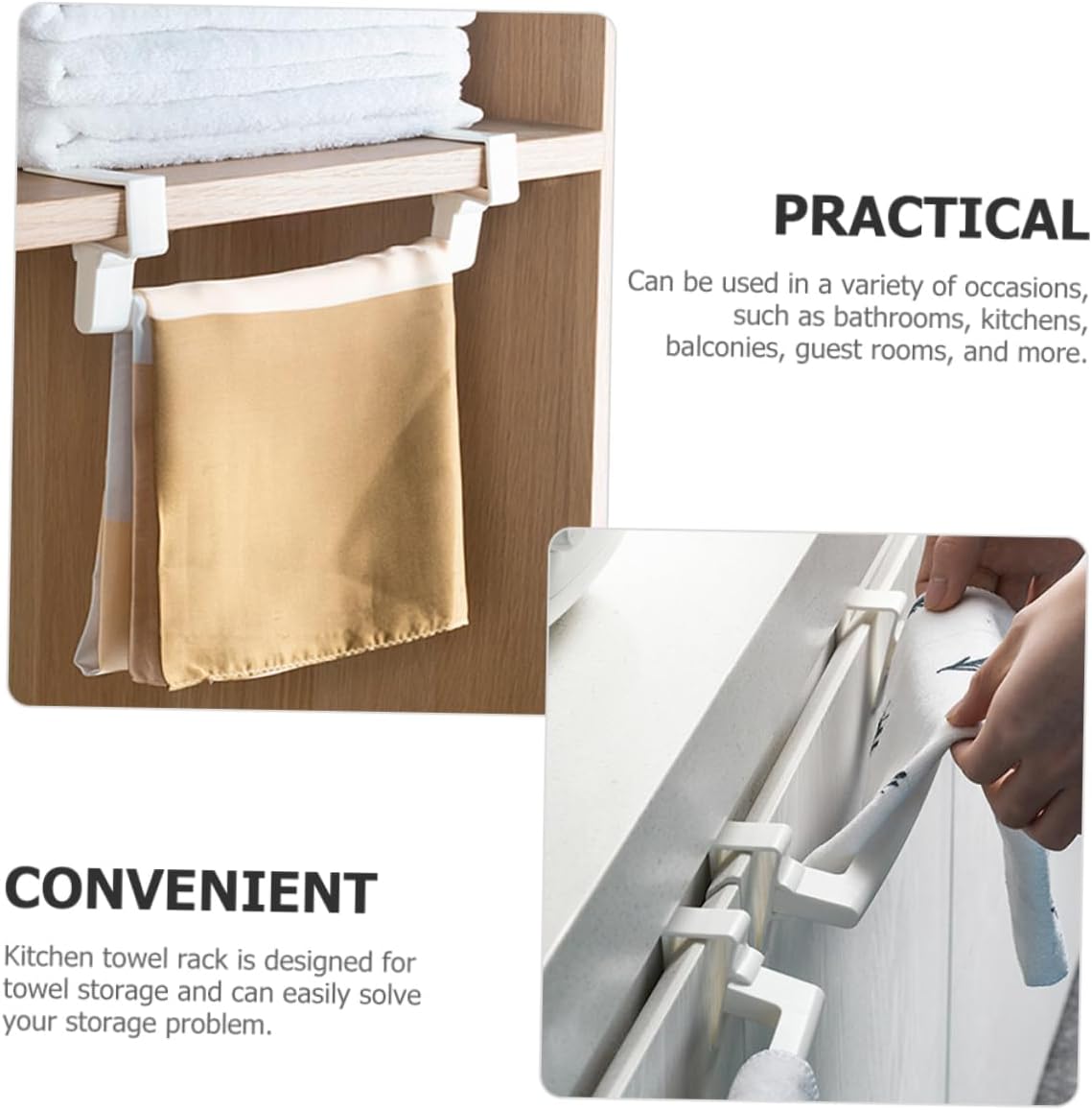 2Pcs Towel Rack for Cabinet No Drill Damage Free