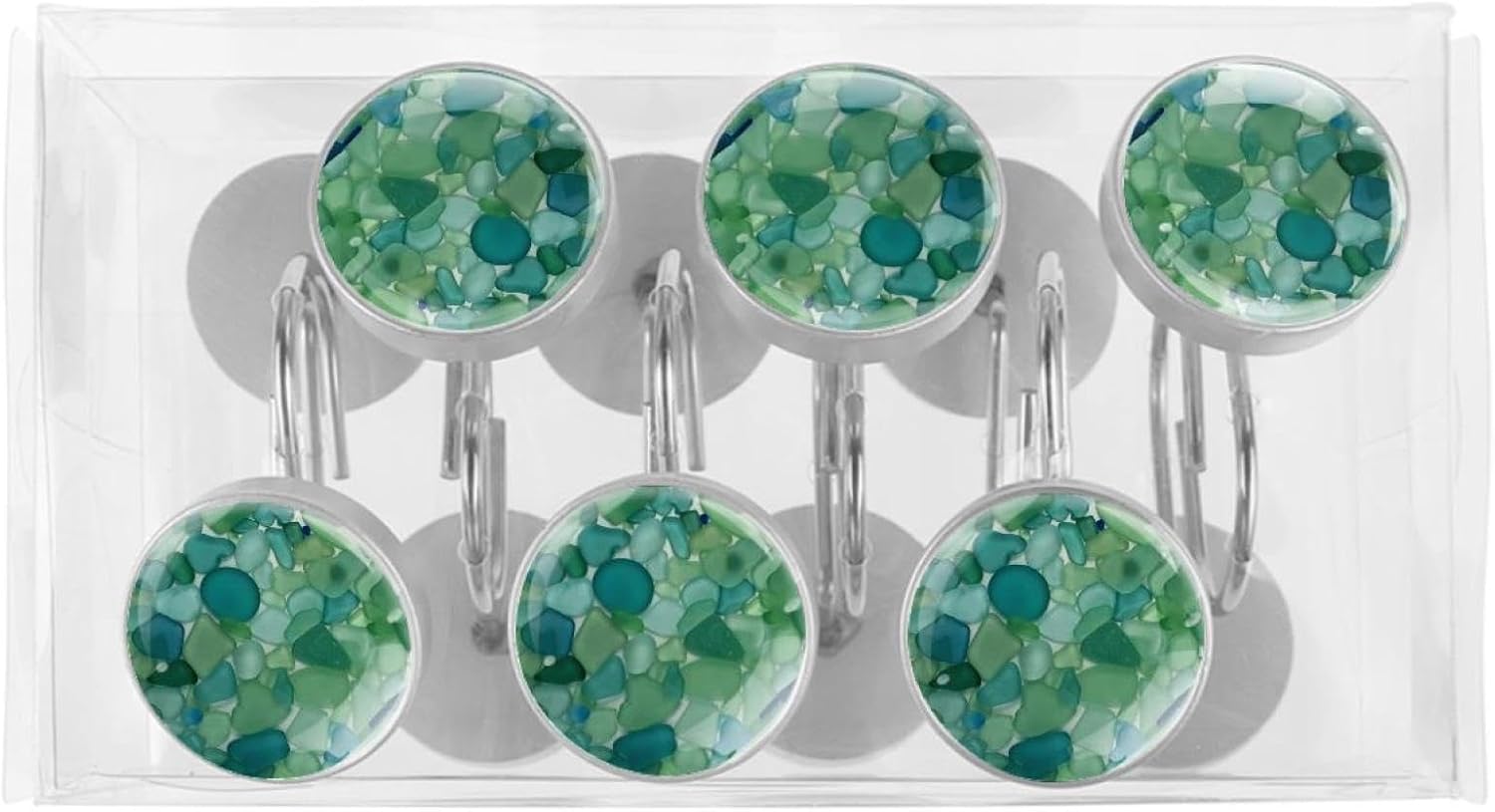 Bath Time Bliss 12 Colorful Beachglass Rustproof Hooks