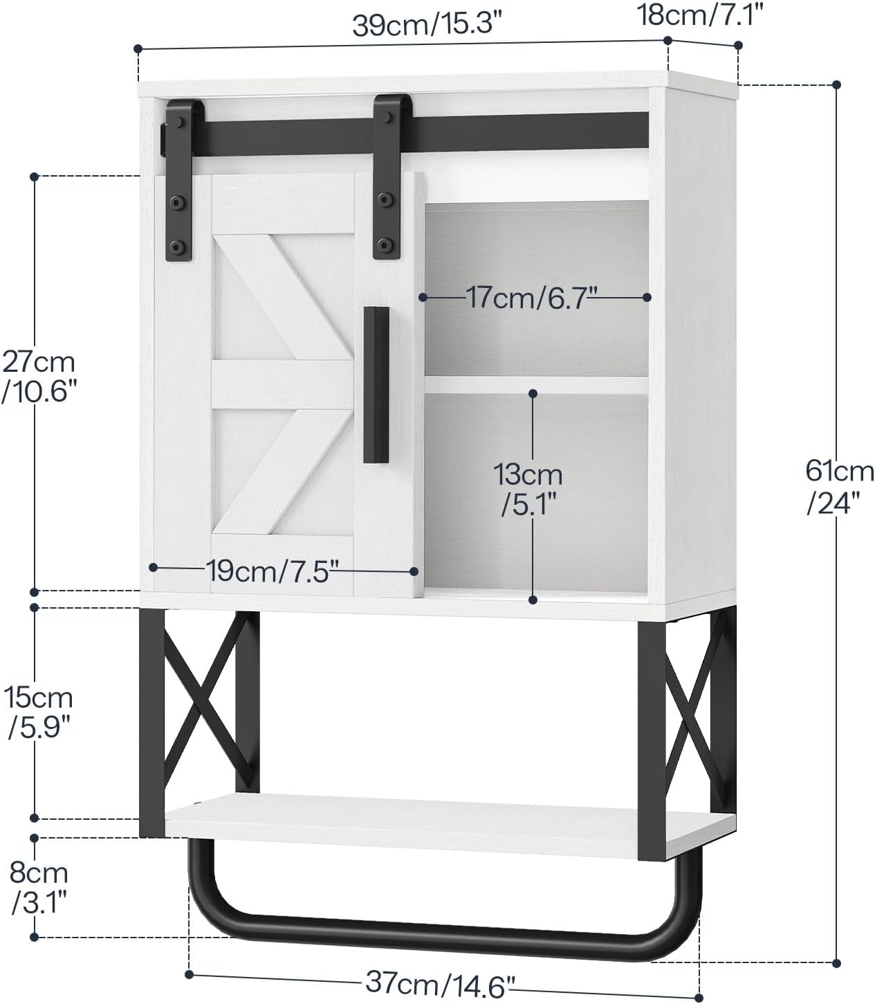 HOOBRO Bathroom Wall Cabinet with Barn Door