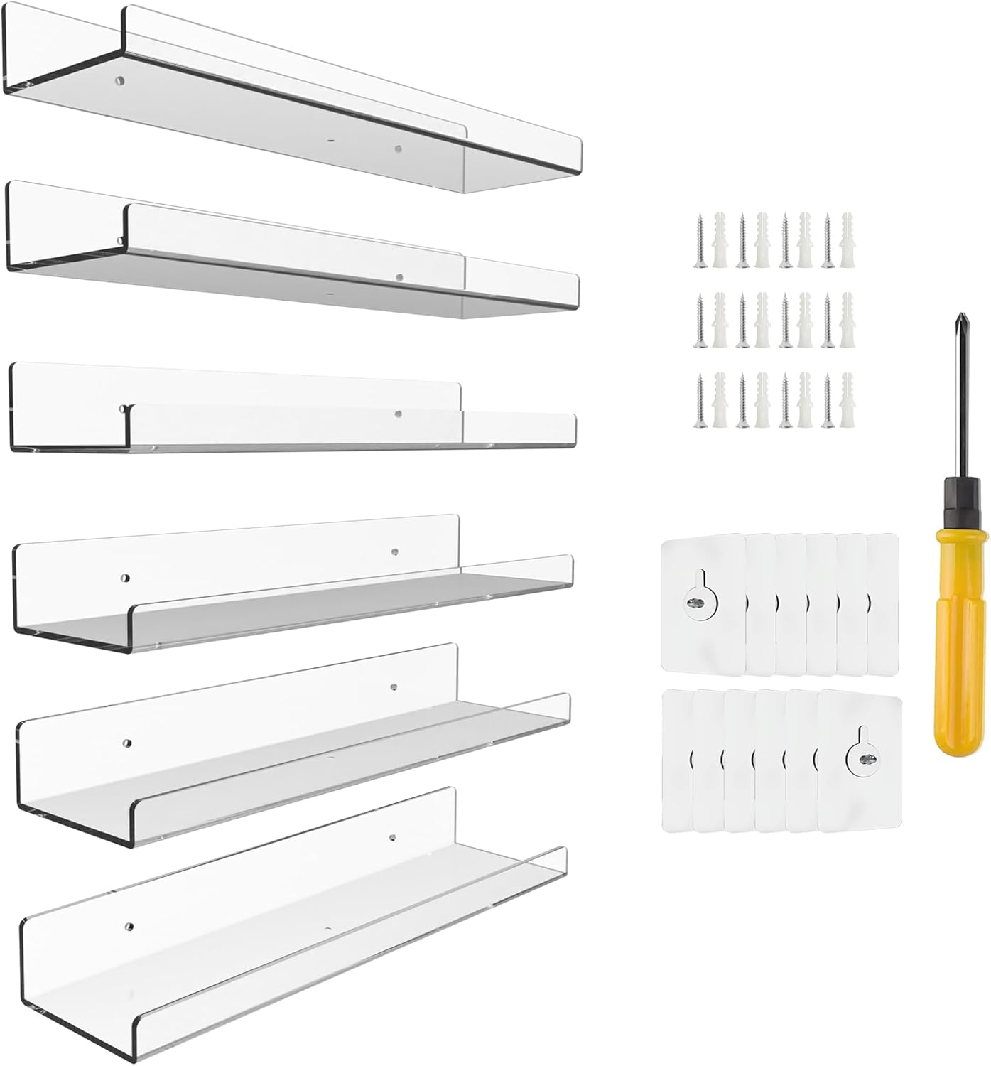 Space-Saving 6-Pack Acrylic Shelves for Your Home